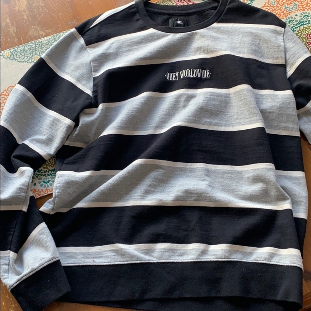 🔥 OBEY Worldwide Striped Sweater Size Large 🔥